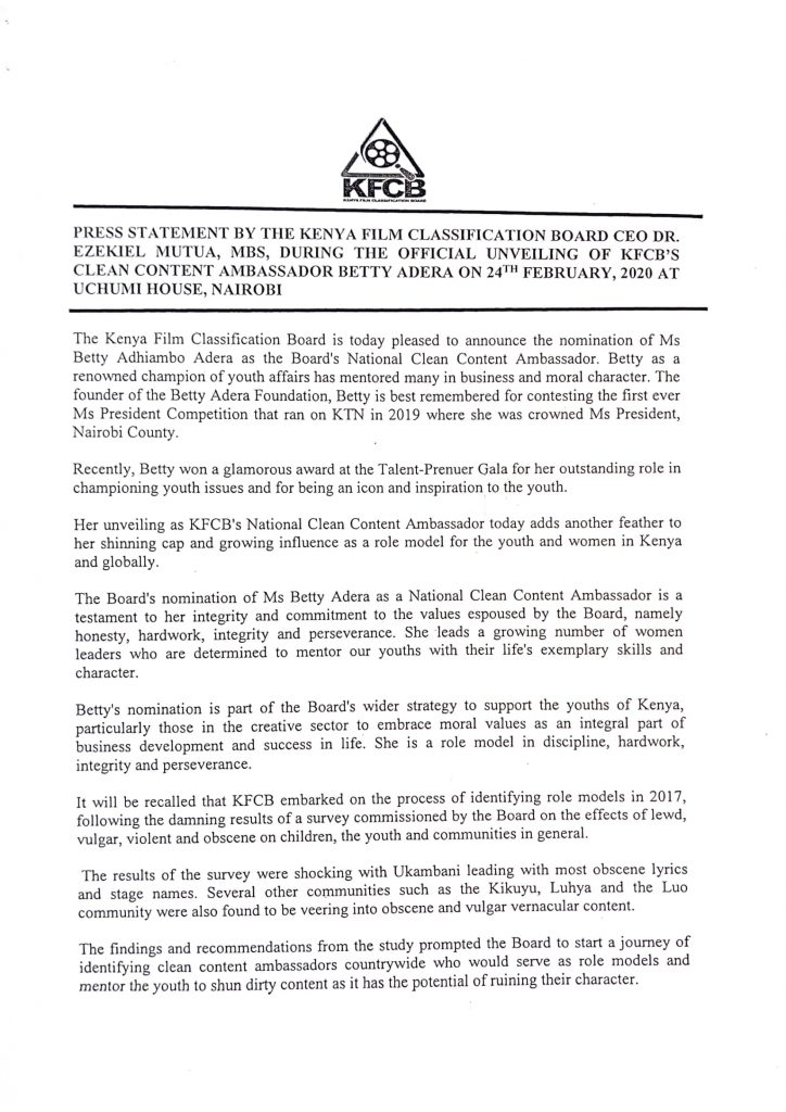 PRESS STATEMENT