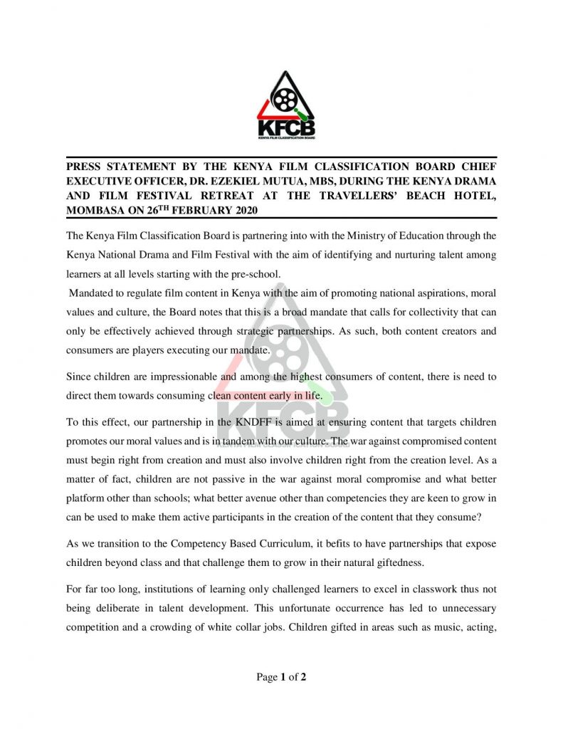 PRESS STATEMENT