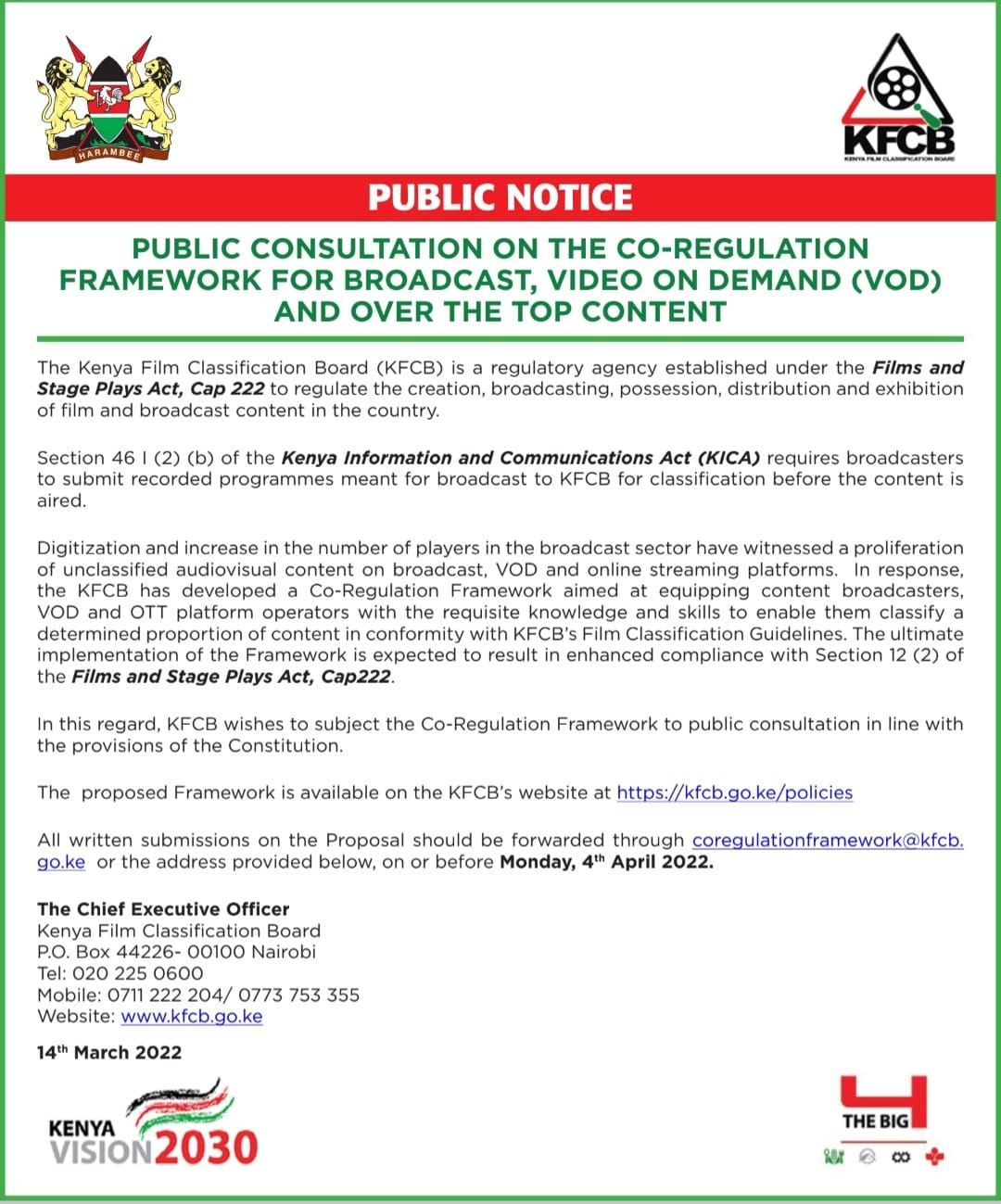 KFCB public notice