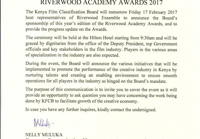 Press Invite: Riverwood Academy Awards